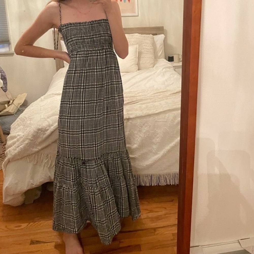 Planet Blue black and white gingham maxi dress